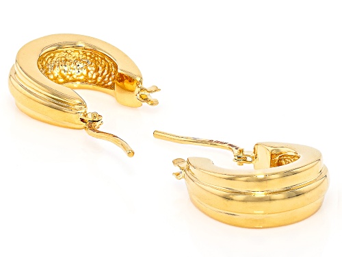 18k Yellow Gold Over Bronze Curved Hoop Earrings