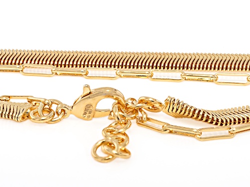Moda Al Massimo™ 18k Yellow Gold Over Bronze 8mm Snake/Paperclip Link Combo Necklace - Size 18