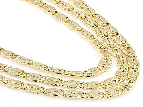 Moda Al Massimo™ 18k Yellow Gold Over Bronze 4mm Fancy Link Necklace. Made in Italy. - Size 23