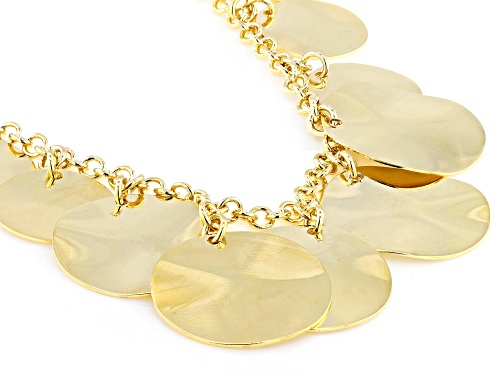 18k Yellow Gold Over Bronze Hammered Disc Necklace - Size 23