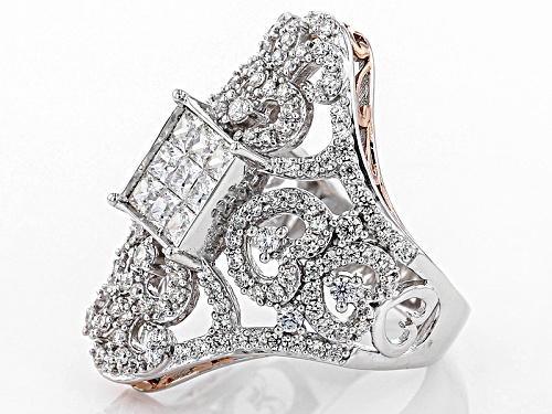 Michael O' Connor For Bella Luce® Diamond Simulant Rhodium Over Sterling & Eterno™ Rose Ring - Size 5
