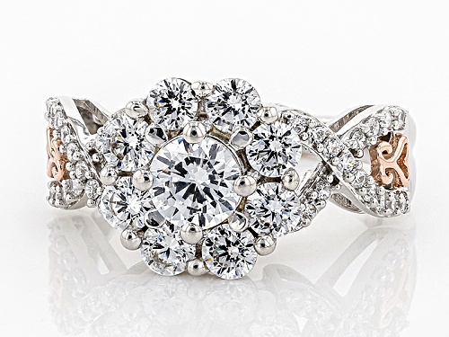 Michael O' Connor For Bella Luce® Diamond Simulant Rhodium Over Silver & Eterno™ Rose Ring - Size 8