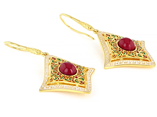 Artisan Collection Of Morocco™ Multi-Color Enamel 18k Gold Over Silver Earrings