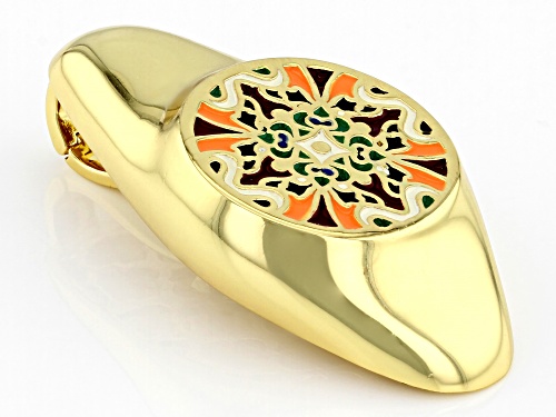 Artisan Collection of Morocco™ 40mm Multi-Color Geometric Enamel 18k Gold Over Silver Enhancer