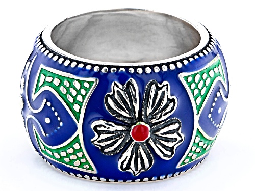 Artisan Collection of Morocco™ Multi-Color Enamel Sterling Silver Ring - Size 8