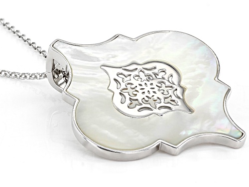 Artisan Collection Of Morocco™ Free-form White Mother-Of-Pearl Sterling Silver Enhancer With Chain