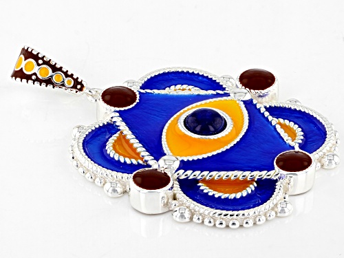 Artisan Collection of Morocco™ Multi-Color Enamel With Blue Lapis Silver Evil Eye Enhancer