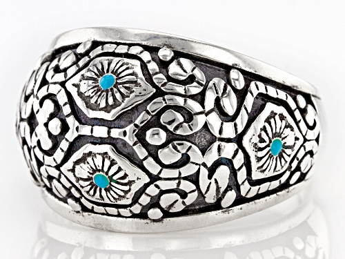 Artisan Collection of Morocco™ Blue Enamel Sterling Silver Band Ring - Size 7