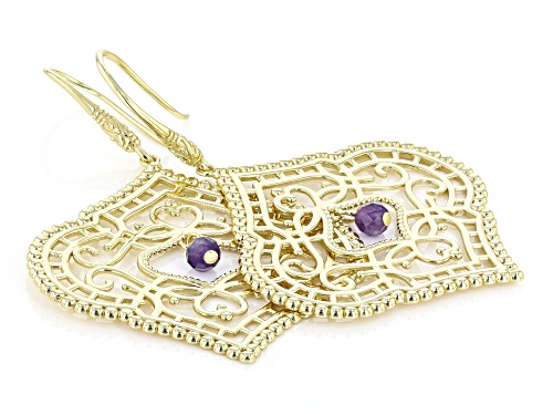 Artisan Collection of Morocco™ Round Purple Amethyst 18k Yellow Gold Over Silver Earrings