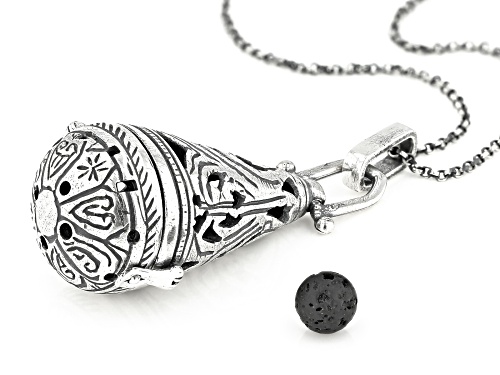 Artisan Collection Of Morocco™ 6mm Round Lava Rock Silver Diffuser Pendant With 18