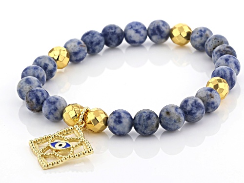 Artisan Collection of Morocco™ Enamel, Blue Jasper, Hematine 18k Yellow Gold Over  Silver Bracelet - Size 7