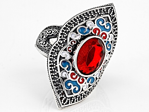 Artisan Collection of Morocco™ 2.37ct Quartz and Enamel Sterling Silver Ring - Size 12