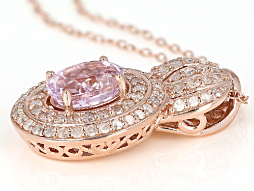 2.21ct Kunzite With .79ctw White Diamond 18k Rose Gold Over Sterling Silver Pendant With Chain
