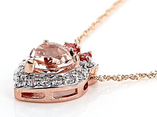 1.28ct Cor-De-Rosa Morganite™, .41ctw Lab Grown Diamonds Mother 10k Rose Gold Pendant W/Chain