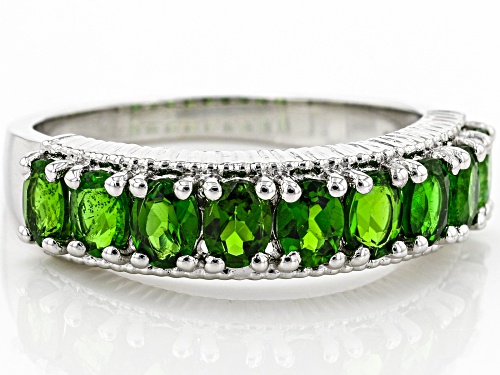 1.38ctw Oval Chrome Diopside Rhodium Over Sterling Silver Band Ring - Size 8