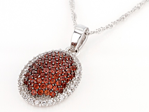 1.21ctw Vermelho Garnet™ With .51ctw White Zircon Rhodium Over Sterling Silver Pendant With Chain