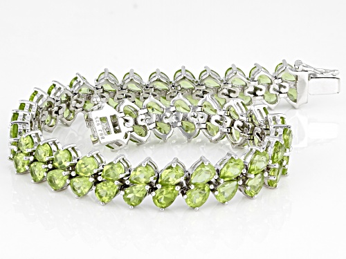 23.19ctw Peridot Rhodium Over Sterling Silver Bracelet - Size 8