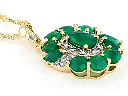 1.78ctw Green Onyx With 0.15ctw White Zircon 18k Yellow Gold Over Silver Pendant With chain