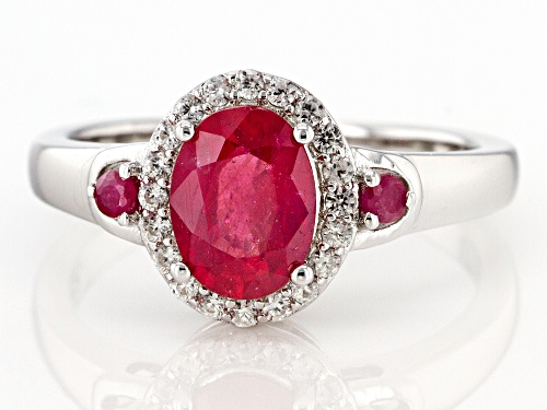 1.80ctw Mahaleo® Ruby With White Zircon Rhodium Over Sterling Silver Ring - Size 8