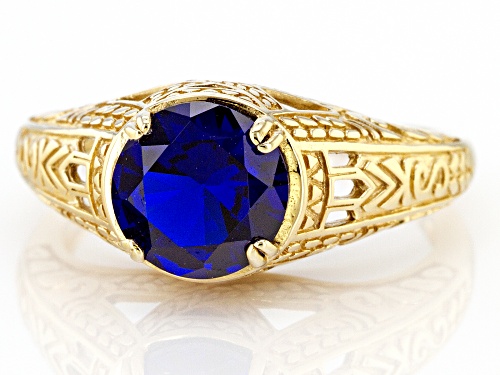 1.68ctw Lab Created Blue Spinel 18K Yellow Gold Over Sterling Silver Ring - Size 9
