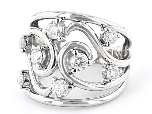 MOISSANITE FIRE® 1.04CTW DEW ROUND BRILLIANT PLATINEVE® SCATTER DESIGN RING - Size 6