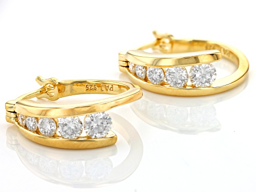 MOISSANITE FIRE® 1.16CTW DIAMOND EQUIVALENT WEIGHT ROUND 14K YELLOW GOLD OVER SILVER HOOP EARRINGS