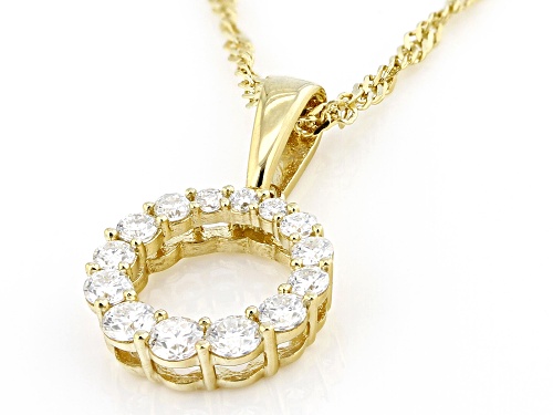 MOISSANITE FIRE® .45CTW DEW ROUND 14K YELLOW OVER SILVER PENDANT & CHAIN
