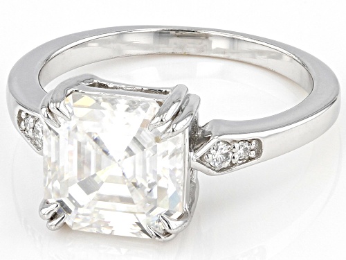 MOISSANITE FIRE® 3.98CTW DEW ASSCHER CUT & ROUND BRILLIANT PLATINEVE® RING - Size 10