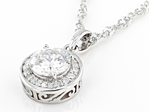 MOISSANITE FIRE® 1.46CTW DEW ROUND PLATINEVE® PENDANT & SINGAPORE CHAIN