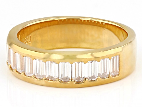MOISSANITE FIRE® 1.30CTW DEW BAGUETTE CUT 14K YELLOW GOLD OVER SILVER BAND RING - Size 7