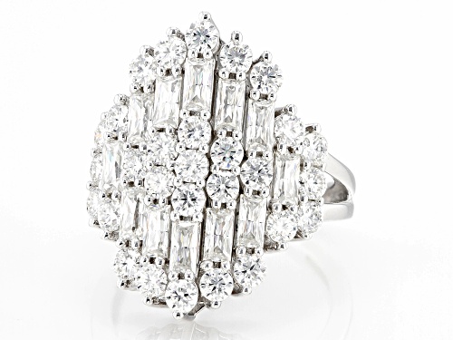 MOISSANITE FIRE® 2.82CTW DEW BAGUETTE & ROUND BRILLIANT PLATINEVE® RING - Size 7