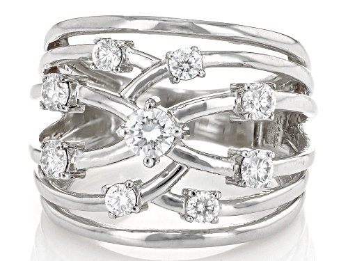 MOISSANITE FIRE® .87CTW DEW ROUND BRILLIANT PLATINEVE® RING - Size 7