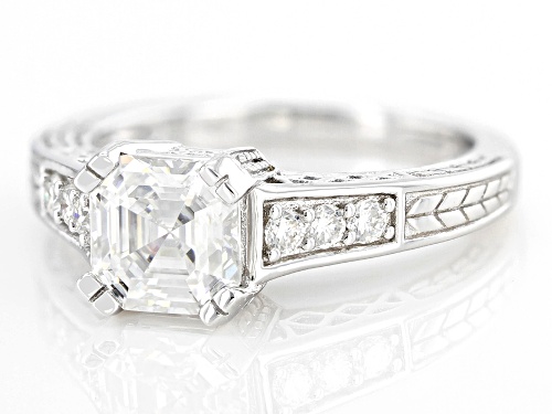 MOISSANITE FIRE® 2.03CTW DEW ASSCHER CUT & ROUND BRILLIANT PLATINEVE® RING - Size 9