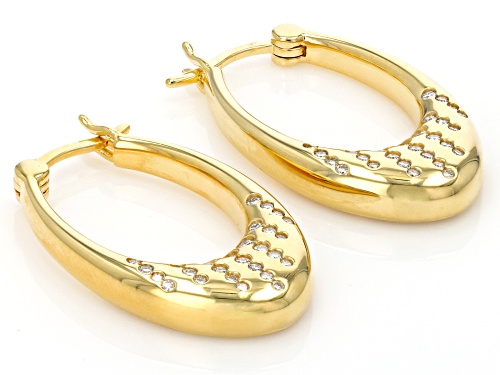 MOISSANITE FIRE® .60CTW DEW ROUND BRILLIANT 14K YELLOW GOLD OVER SILVER  EARRINGS