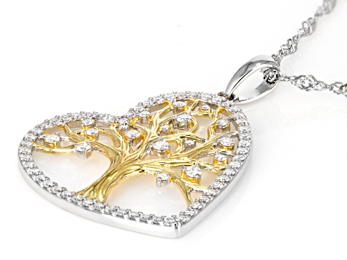 MOISSANITE FIRE® .80CTW DEW ROUND BRILLIANT TWO TONE PENDANT WITH CHAIN