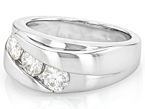 MOISSANITE FIRE® .99CTW DEW ROUND BRILLIANT PLATINEVE® 3 STONE RING - Size 7