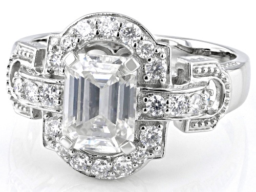 MOISSANITE FIRE® 2.29CTW DEW EMERALD & ROUND BRILLIANT PLATINEVE® RING - Size 6