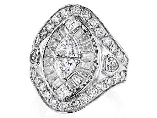 MOISSANITE FIRE® 3.38CTW DEW ROUND & BAGUETTE & TRILLION & PRINCESS CUT PLATINEVE® RING - Size 7