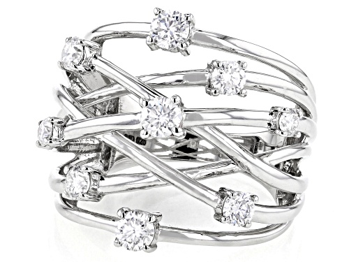 MOISSANITE FIRE® 1.00CTW DEW ROUND BRILLIANT PLATINEVE® SCATTERED DESIGN RING - Size 6