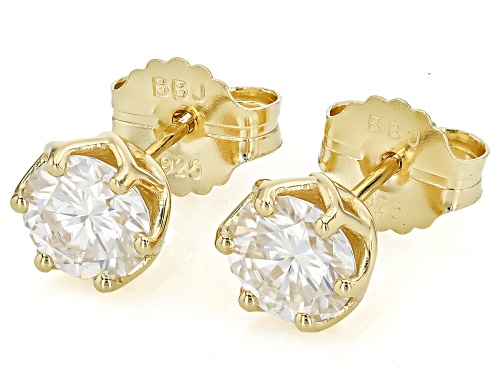 MOISSANITE FIRE® 2.00CTW DEW ROUND 14K YELLOW GOLD OVER SILVER STUD EARRINGS