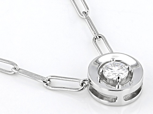 MOISSANITE FIRE® .80CT DEW ROUND PLATINEVE® PAPERCLIP NECKLACE - Size 18