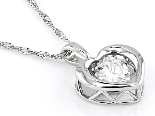 MOISSANITE FIRE (R) 1.50CT DEW ROUND BRILLIANT PLATINEVE(R) DANCING HEART PENDANT WITH CHAIN