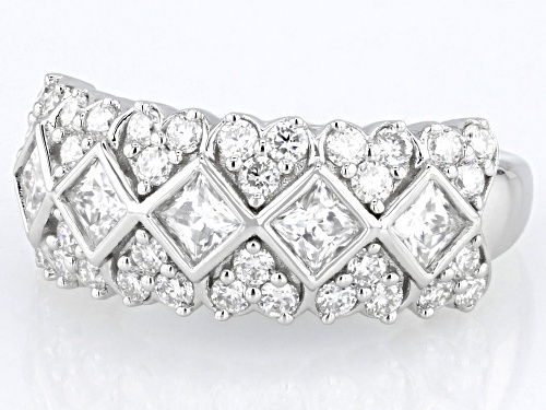 MOISSANITE FIRE(R) 1.88CTW DEW SQUARE PRINCESS AND ROUND BRILLIANT PLATINEVE(R) RING - Size 6