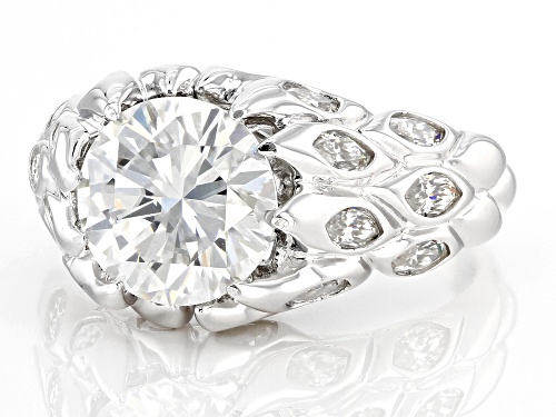 MOISSANITE FIRE(R) 3.96CTW DEW ROUND AND MARQUISE CUT PLATINEVE(R) RING - Size 6