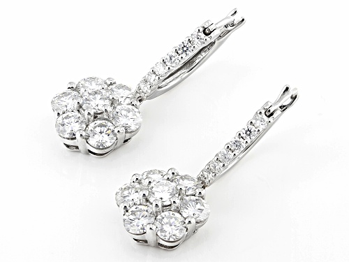 MOISSANITE FIRE(R) 3.64CTW DEW ROUND BRILLIANT PLATINEVE(R) EARRINGS