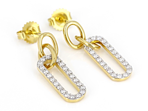 MOISSANITE FIRE® .92CTW DEW ROUND BRILLIANT 14K YELLOW GOLD OVER SILVER PAPERCLIP EARRINGS