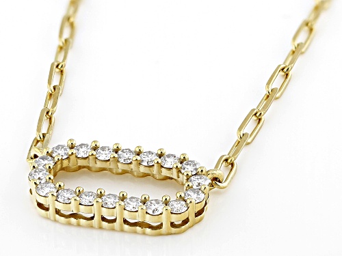 MOISSANITE FIRE® .54CTW DEW ROUND BRILLIANT 14K YEELOW GOLD OVER SILVER PAPERCLIP NECKLACE - Size 18