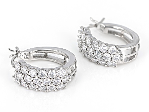 MOISSANITE FIRE® 2.16CTW DEW ROUND BRILLIANT PLATINEVE® HOOP EARRINGS