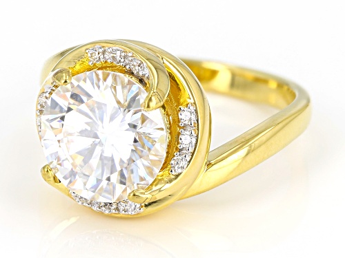 MOISSANITE FIRE® 3.72CTW DEW ROUND BRILLIANT 14K YELLOW GOLD OVER SILVER RING - Size 7