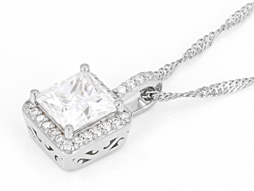 MOISSANITE FIRE® 2.09CTW DEW PRINCESS CUT AND ROUND PLATINEVE® PENDANT & CHAIN